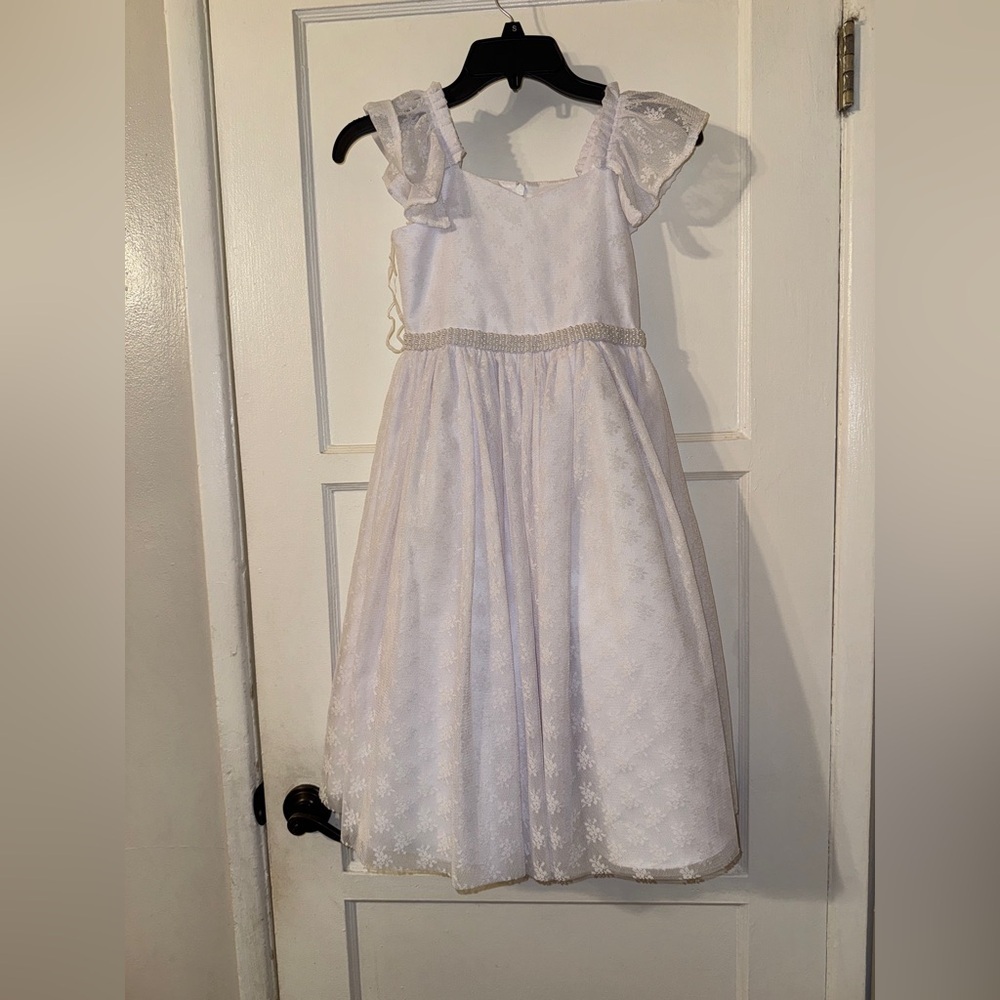 NEW Baptism Flower Girl First Communion Formal Girls White Dress Sz 7 $118